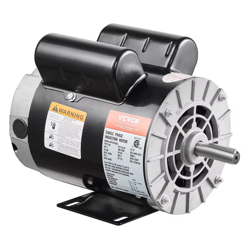 SucceBuy 2/3/3.7HP Air Compressor Motor 230V Single Phase Electric Motor 3450RPM CW/CCW Rotation Motor for Air Compressors