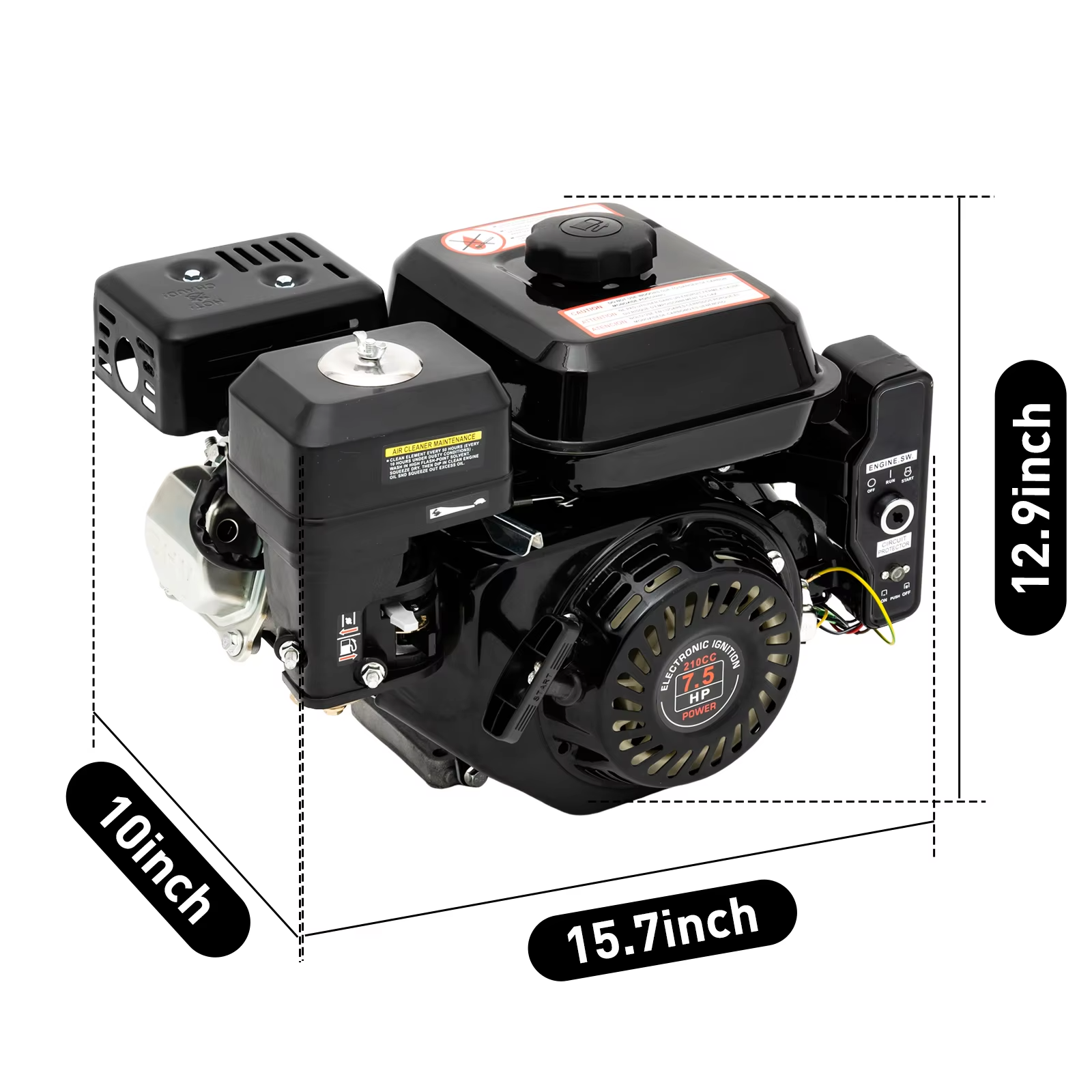 7.5HP 4 Stroke Gas Engine Electric Start 212CC, 3600 RPM Key Start Industrial Grade Gasoline Engine Go Kart Engine Motor