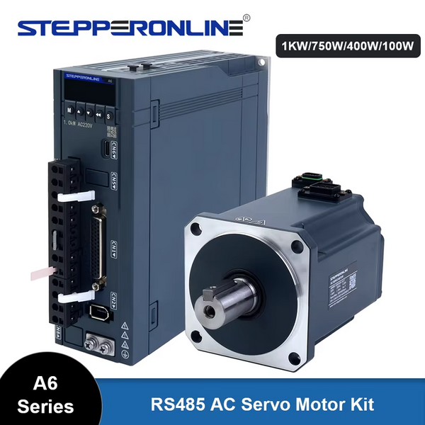 STEPPERONLINE A6 RS485 1KW 750W 400W AC Servo Motor Kit 2.39Nm 220VAC with 17-Bit Absolute Encoder and Driver for CNC Engraver
