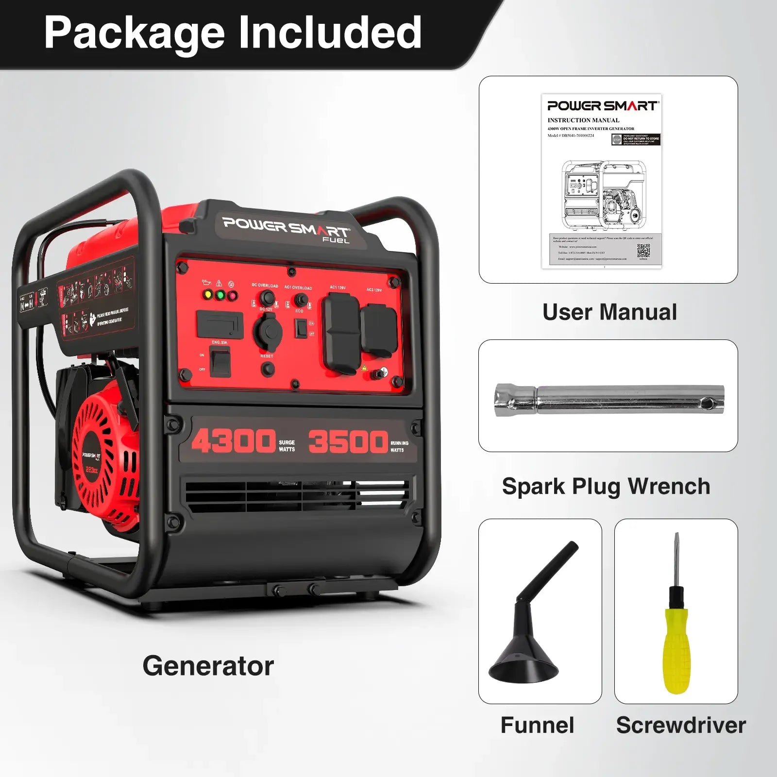 【DealsForYouDays】PowerSmart 4300-4500 Watt Inverter Generator,Heavy Duty Motor,with ECO Mode,Gas Powered,RV Ready,Hurricane season,Storm Weather,Lightweight and Emergency Backup,Camping, EPA Compliant,Summervibes,DB5041 DB5041C DL5040C DB5041C