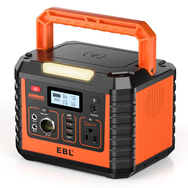 EBL 300W Portable Power Station | 300Wh Solar Generator, Pure Sine Wave AC, 9-Device Charging, Lightweight for Camping & Home Backup
