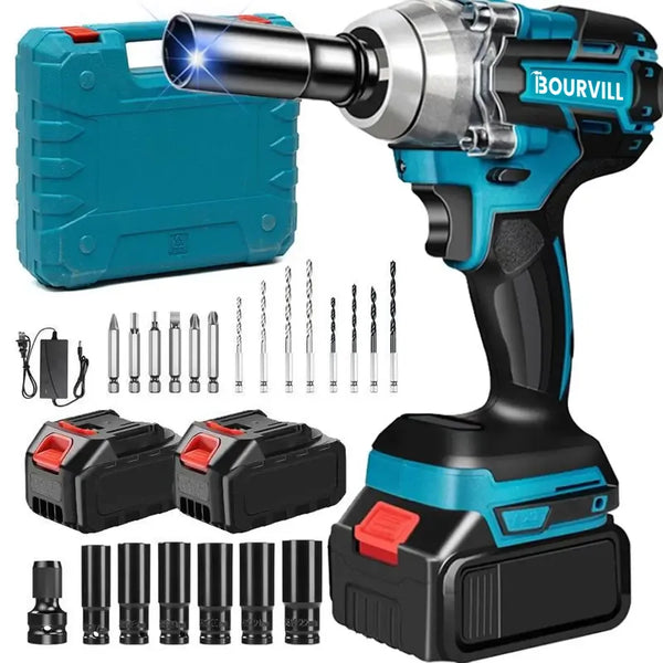 【DealsForYouDays】1/2 Cordless impact Electric Wrenches,3-In-1 High Torque Electric Wrenches With 2x 3000mah Li-Ion Battery,5 Impact Sockets,8 Drills,10 Screws And Tool Case,Impact Tools For Car Lug Nuts (not suitable for modified cars) DealsForYouDays