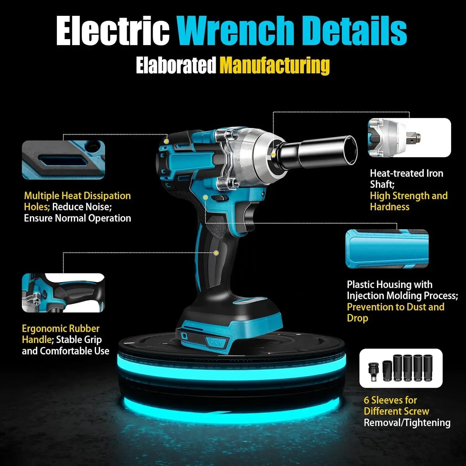 【DealsForYouDays】1/2 Cordless impact Electric Wrenches,3-In-1 High Torque Electric Wrenches With 2x 3000mah Li-Ion Battery,5 Impact Sockets,8 Drills,10 Screws And Tool Case,Impact Tools For Car Lug Nuts (not suitable for modified cars) DealsForYouDays