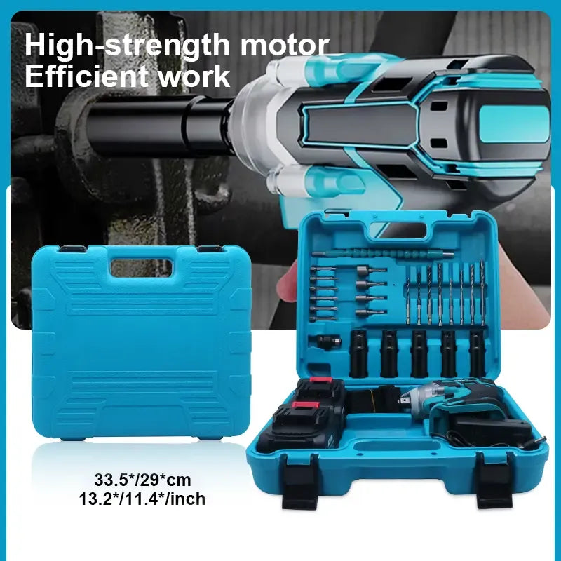 【DealsForYouDays】1/2 Cordless impact Electric Wrenches,3-In-1 High Torque Electric Wrenches With 2x 3000mah Li-Ion Battery,5 Impact Sockets,8 Drills,10 Screws And Tool Case,Impact Tools For Car Lug Nuts (not suitable for modified cars) DealsForYouDays