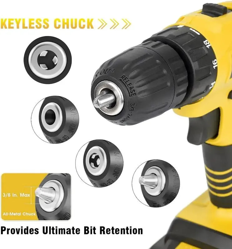 【DealsForYouDays】Cordless Drill Tool Set  21V Electric Power Drill with 2.0AhLithium-ion Battery and Charger–USB/Type-C Rechargeable, Portable, All-in-One DIY & Home Toolbox Kit,Blackfriday,Christmas Gift