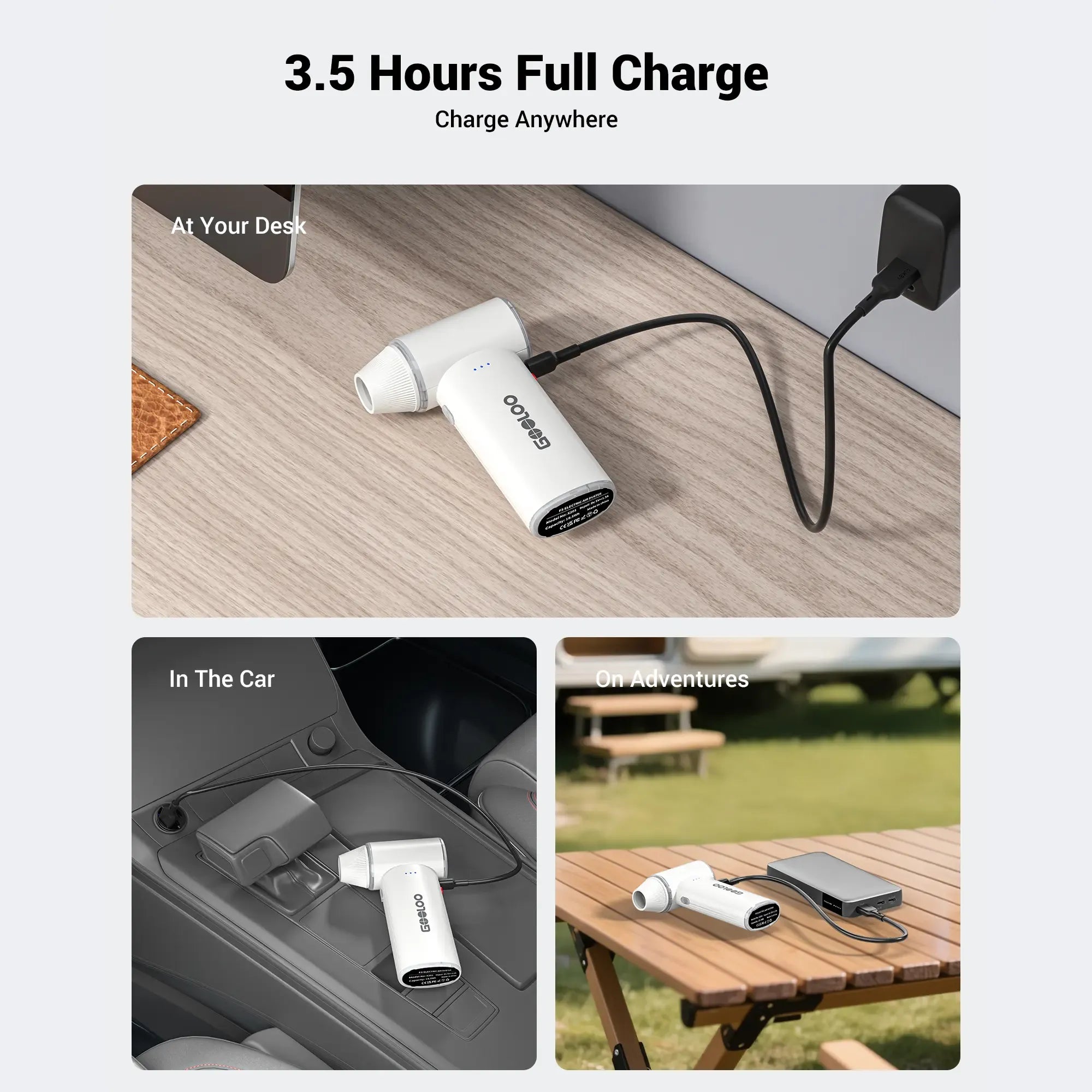 GOOLOO F3 Electric Air Duster- 110000RPM 52m/s Super Power Compressed Air, Variable Speed Canned Air with Fast Charging, Mini Dust Blower for Computer, Keyboard, House, Outdoor and Car