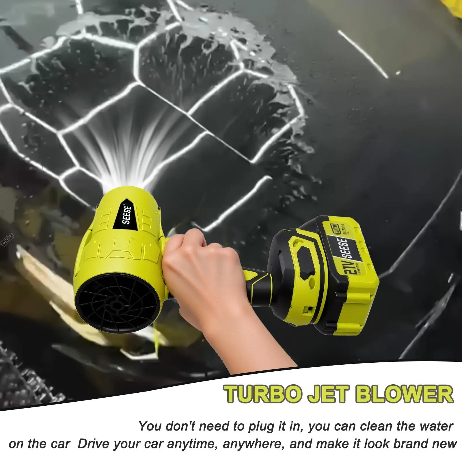 【DealsForYouDays】SEESE Cordless Leaf Blower Violent TurboFan,BrushlessPure Copper Motor Jet Fan With Battery,CordlessTurbo Super Power Air Duster, Car Drying after Wash, SnowRemoval