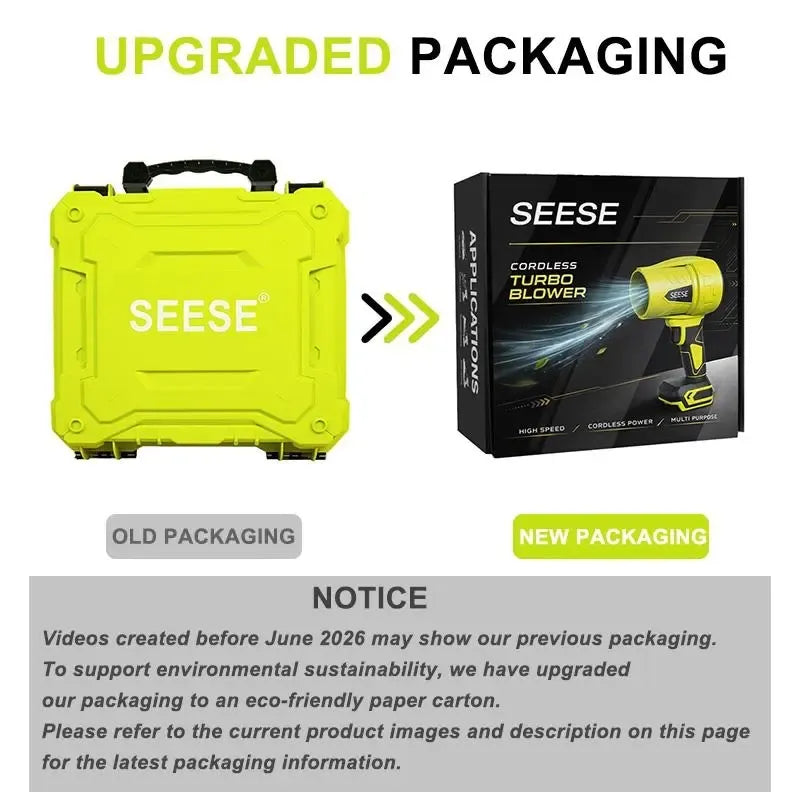 【DealsForYouDays】SEESE Cordless Leaf Blower Violent TurboFan,BrushlessPure Copper Motor Jet Fan With Battery,CordlessTurbo Super Power Air Duster, Car Drying after Wash, SnowRemoval