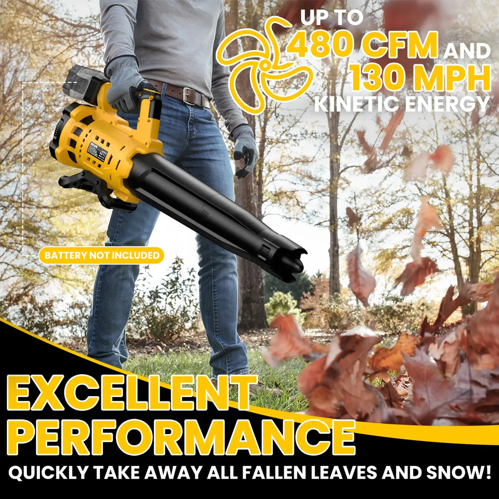 【No Battery】Cordless Leaf Blower for Dewalt 20V Max Battery, For Milwaukee 18V Battery/ For Makita 18V Battery 480 CFM Electric Blower with Brushless Motor, 6 Variable Speed Up to 130MPH, Digital Display Control Handheld Blower for Lawn Care, Yard
