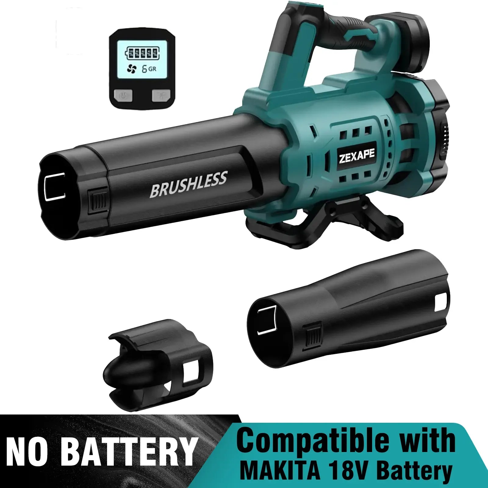 【No Battery】Cordless Leaf Blower for Dewalt 20V Max Battery, For Milwaukee 18V Battery/ For Makita 18V Battery 480 CFM Electric Blower with Brushless Motor, 6 Variable Speed Up to 130MPH, Digital Display Control Handheld Blower for Lawn Care, Yard