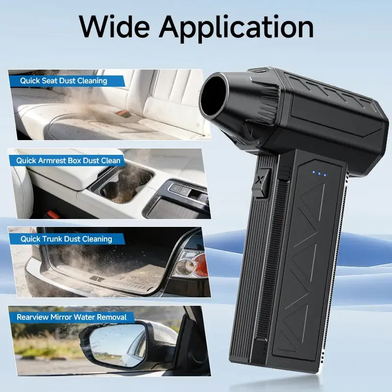 180W Ultra-Powerful Air Duster: 150K RPM for Violent Dust/Snow Removal. Blast Away Debris from PCs, Car AC Vents & Seat Corners, Furniture, Yard Leaves & Pet Hair. High-Speed Handheld Blower with Brushless Motor.