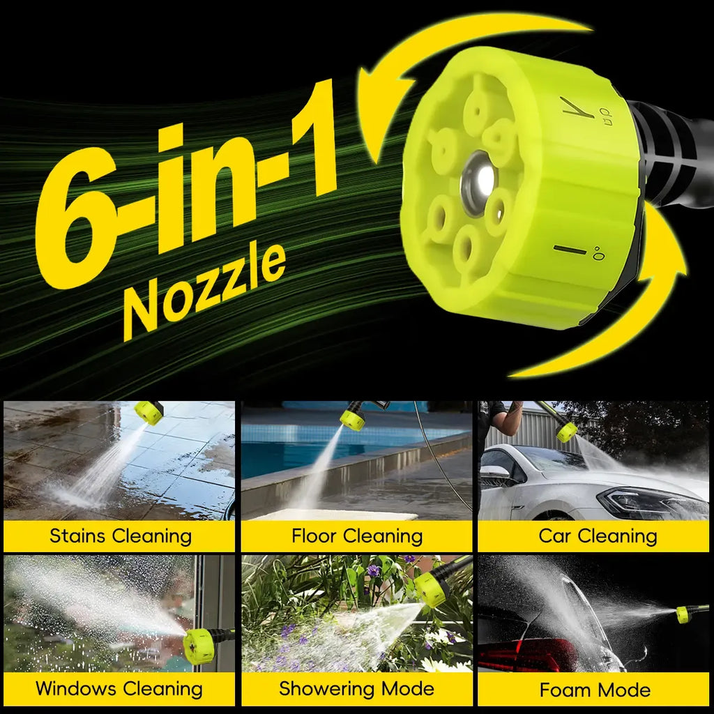 【DealsForYouDays】SEESE Portable 21V Cordless Pressure Washer Compact Power Washer for Car Patio & Garden Cleaning with Accessories