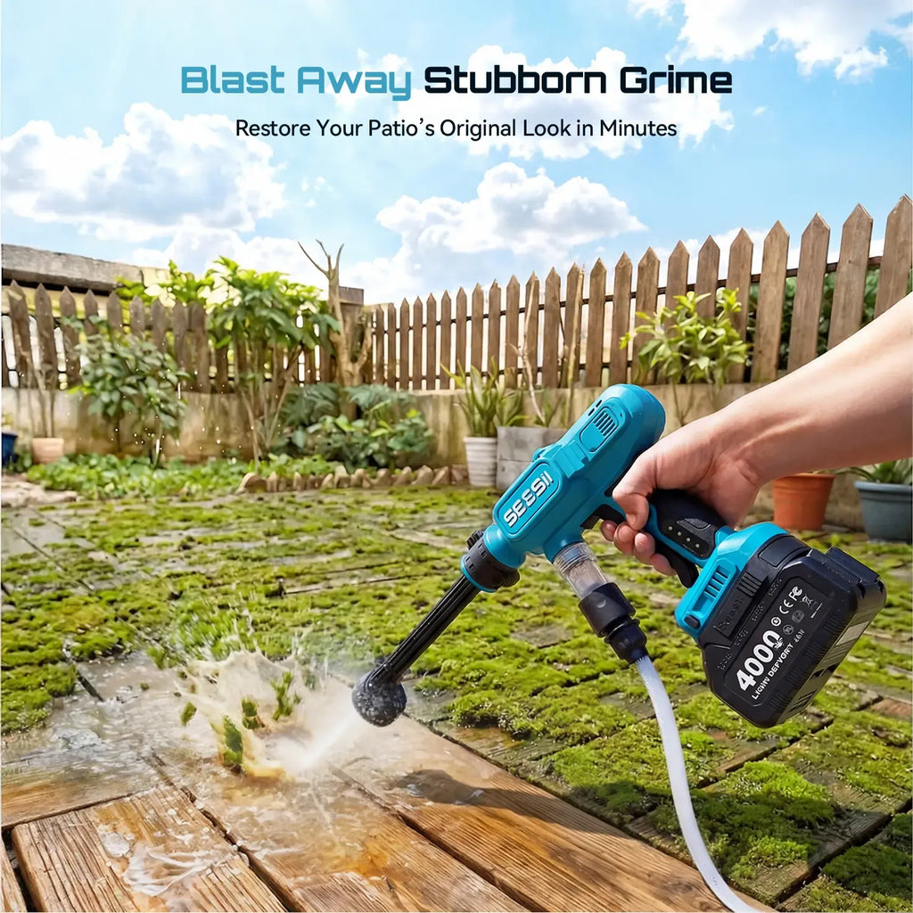 SEESII Cordless Washer Battery Powered, 1500 PSI High Pressure Portable Cordless Car Washer,one 4000mAh Batteries Portable Power Washer with 6-in-1 Nozzle & Foam Cannon for Car Home Garden Patio Fence Cleaning DealsForYouDays