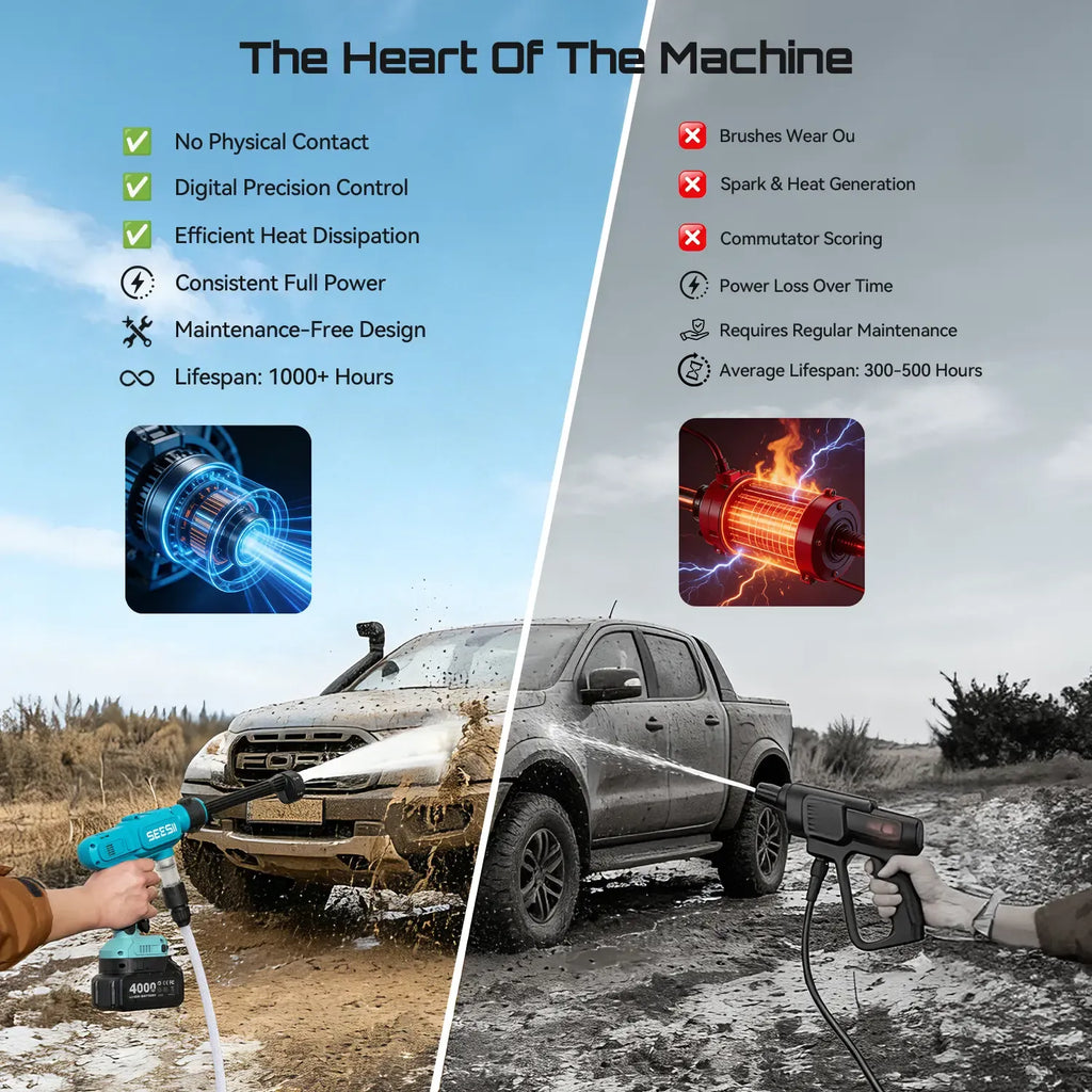 SEESII Cordless Washer Battery Powered, 1500 PSI High Pressure Portable Cordless Car Washer,one 4000mAh Batteries Portable Power Washer with 6-in-1 Nozzle & Foam Cannon for Car Home Garden Patio Fence Cleaning DealsForYouDays