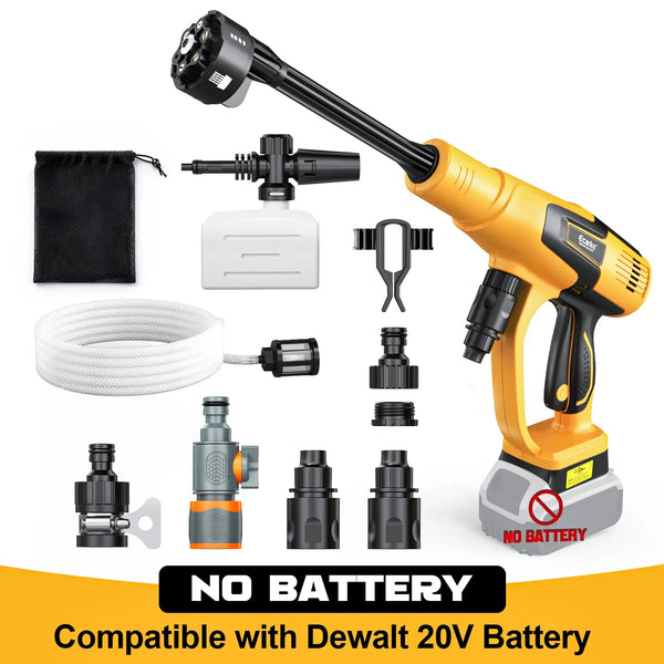 Ecarke Cordless Pressure Washer Compatible with Dewalt 20V Battery,【Battery NOT Included】, 1200 PSI Portable Handheld Power Washer with 6-in-1 Nozzle Foam Cannon for Car Cleaning Brushless Motor
