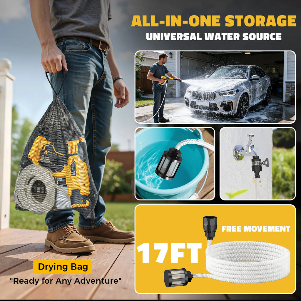 Ecarke Cordless Pressure Washer Compatible with Dewalt 20V Battery,【Battery NOT Included】, 1200 PSI Portable Handheld Power Washer with 6-in-1 Nozzle Foam Cannon for Car Cleaning Brushless Motor