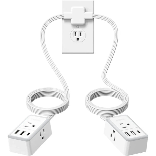 NTONPOWER Twin Extension Cord Splitter 12 / 18 FT, with 6ft Dual Extension Cord on Each Side 3 Widely Outlets, Double Extension Cord for Home Office Dorm Room