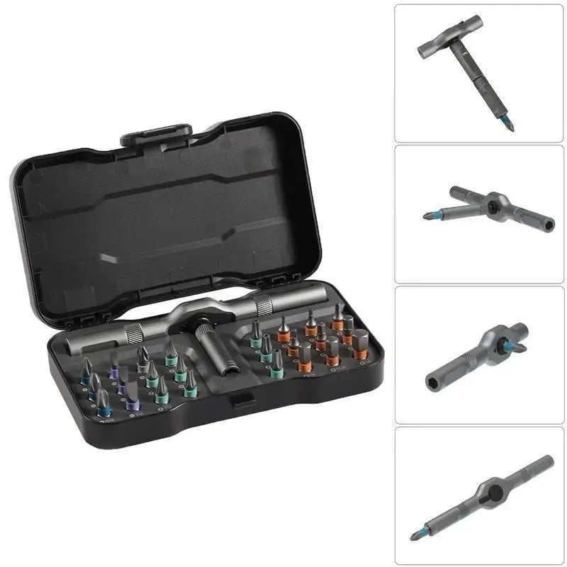 【DealsForYouDays】SEESE 24 in 1 DlY Screwdriver Set,1 Set SwitchableScrewdriver Shape Magnetic Screwdriver Set,Compact and Portable Ratchet Screw0driver SetHome Repair Tool Box