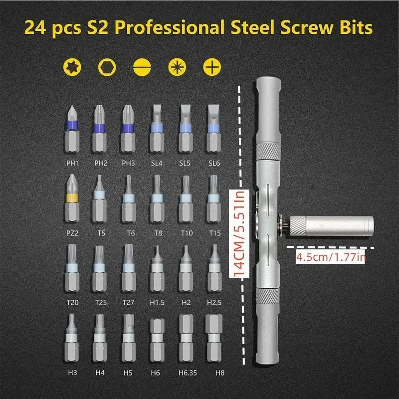 【DealsForYouDays】SEESE 24 in 1 DlY Screwdriver Set,1 Set SwitchableScrewdriver Shape Magnetic Screwdriver Set,Compact and Portable Ratchet Screw0driver SetHome Repair Tool Box