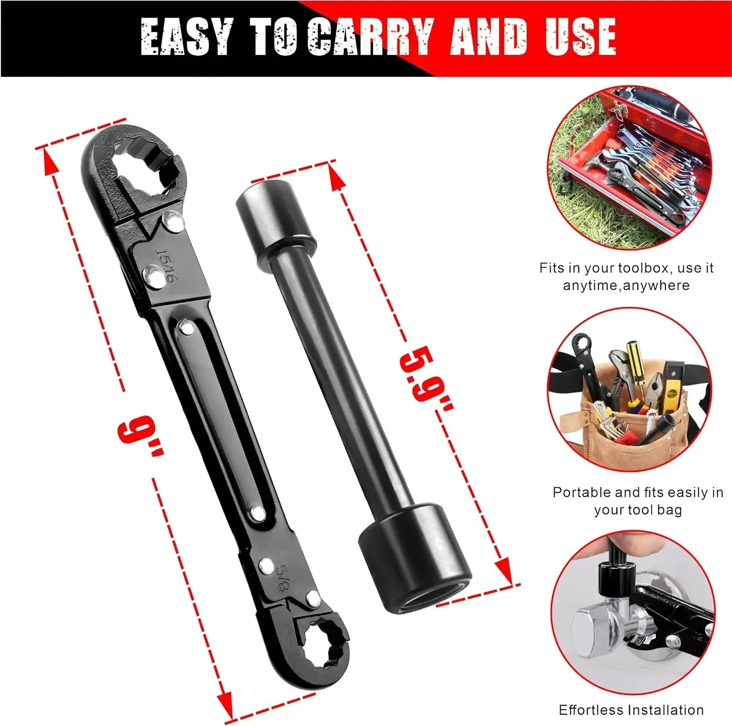 RDS SCM Plumbing Tools – Dual Kwik Tite Wrench Kit, Angle Stop Wrench, Plumbing Wrench. Professional plumbing toolset specially designed for confined spaces for easy angle stop and supply nut installation. Must-have for plumbers.,father'sdaygifts