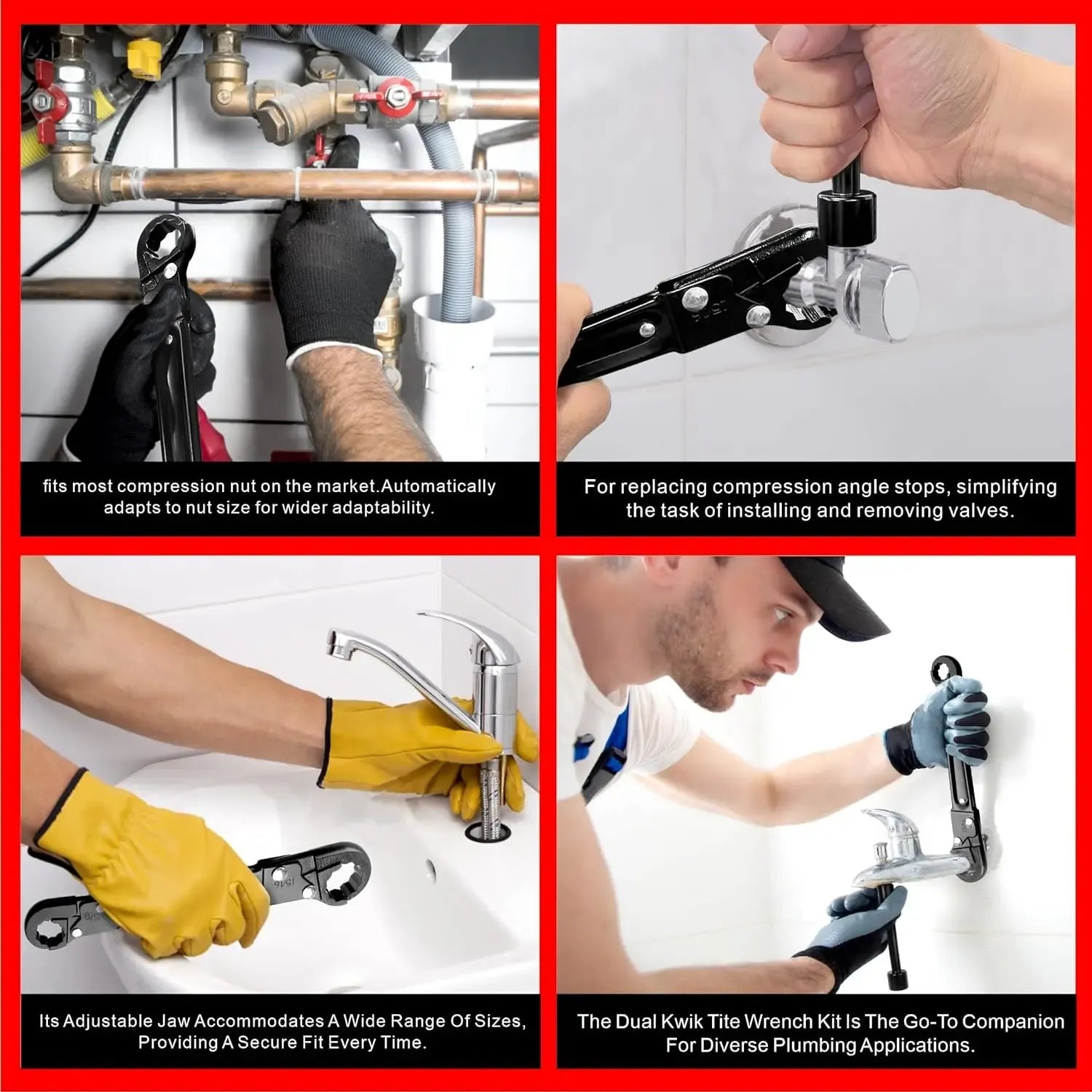 RDS SCM Plumbing Tools – Dual Kwik Tite Wrench Kit, Angle Stop Wrench, Plumbing Wrench. Professional plumbing toolset specially designed for confined spaces for easy angle stop and supply nut installation. Must-have for plumbers.,father'sdaygifts