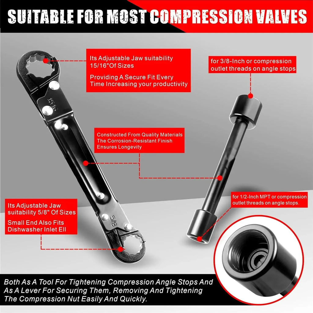 RDS SCM Plumbing Tools – Dual Kwik Tite Wrench Kit, Angle Stop Wrench, Plumbing Wrench. Professional plumbing toolset specially designed for confined spaces for easy angle stop and supply nut installation. Must-have for plumbers.,father'sdaygifts