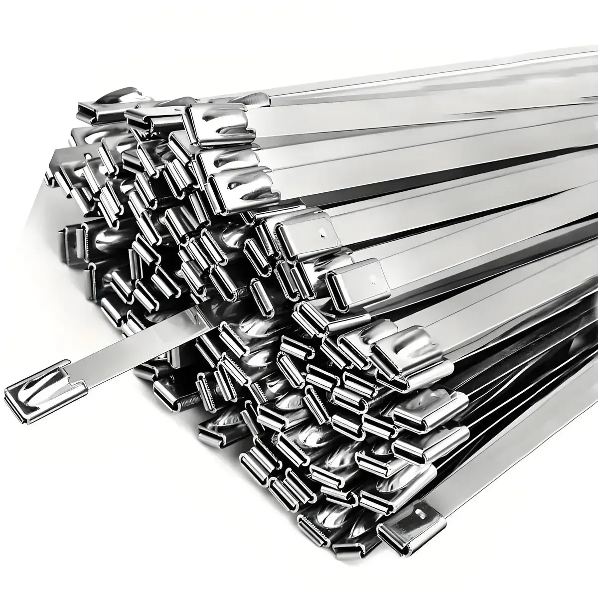 100-Pack 304 Stainless Steel Zip Ties, 11.8 Inches Heavy Duty Self-Locking Cable Ties, 200 Lbs Strength UV Resistant Bundling Cables Tool for Industrial, Automotive Use