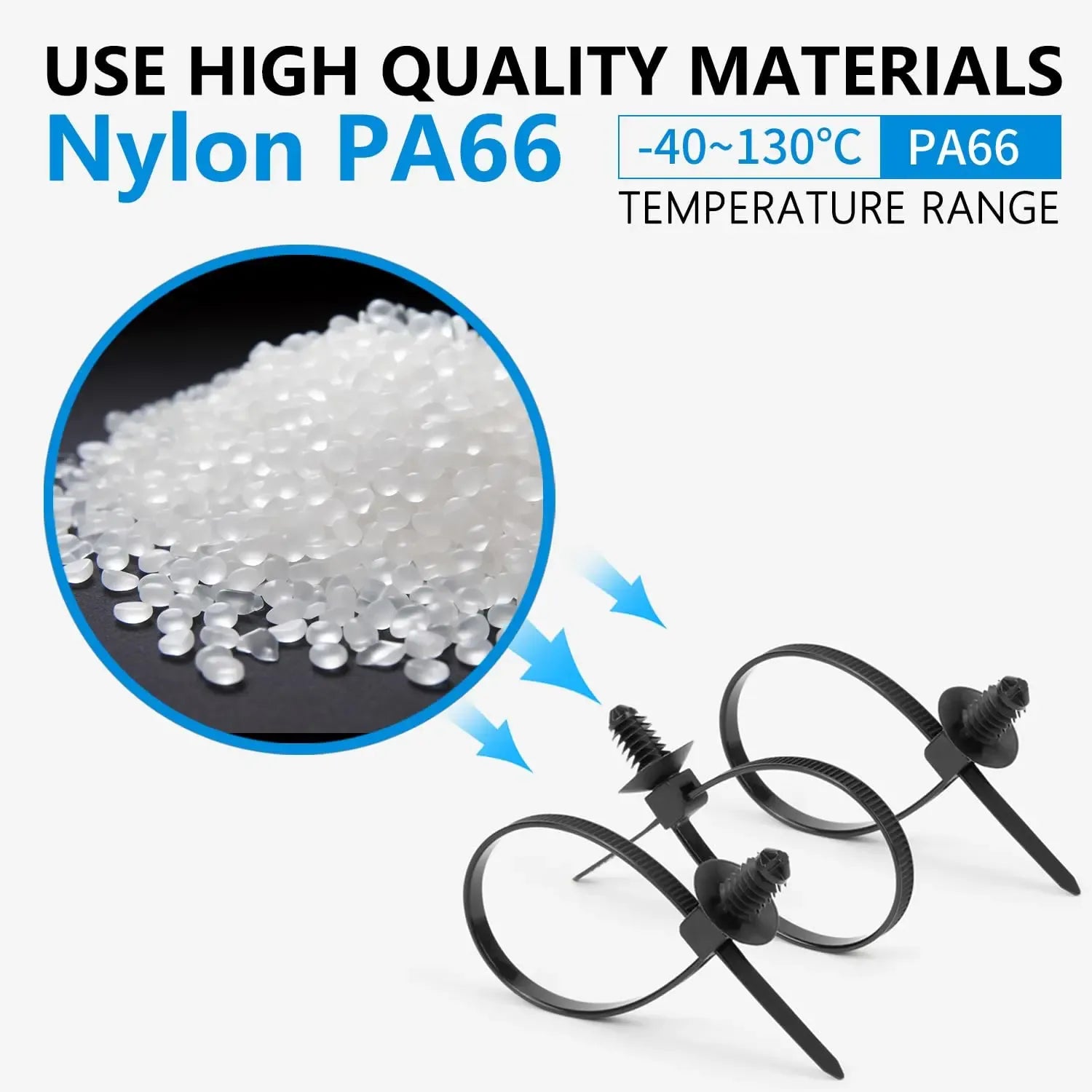 160Pcs Nylon Universal Cable Tie Buckle Zip Tie Clips Automotive Rivet Push Mount Zip Ties Compatible with Cars Boat Trailer Polaris UTV Jeep Wrangler Self Locking Zip Tie with Push Pin