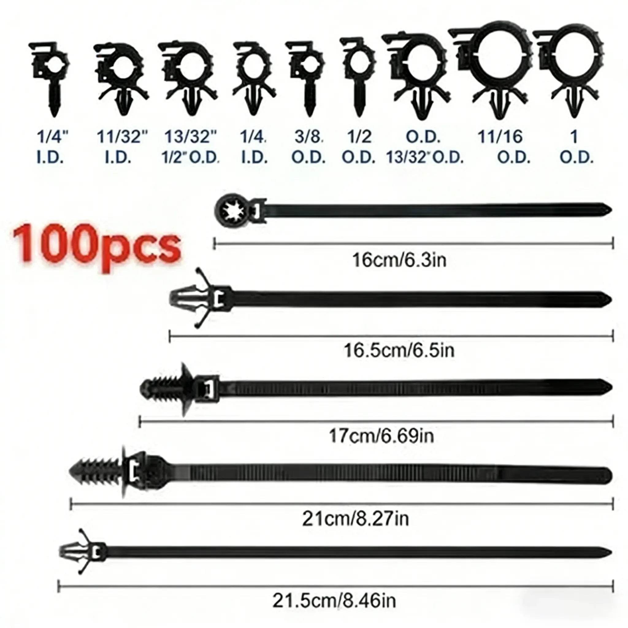 160Pcs Nylon Universal Cable Tie Buckle Zip Tie Clips Automotive Rivet Push Mount Zip Ties Compatible with Cars Boat Trailer Polaris UTV Jeep Wrangler Self Locking Zip Tie with Push Pin