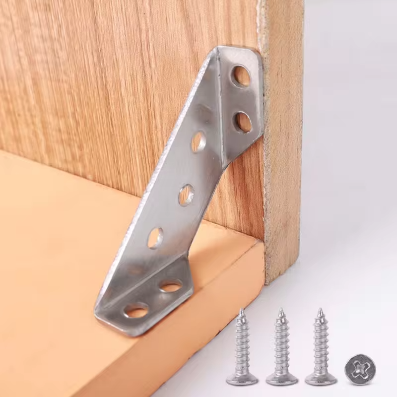 Wholesale Furniture Corner Connector Stainless Steel Angle Code for Cabinet Angle Shelf Support Fixed Brace Kits with Screw