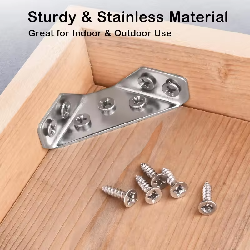 Wholesale Furniture Corner Connector Stainless Steel Angle Code for Cabinet Angle Shelf Support Fixed Brace Kits with Screw