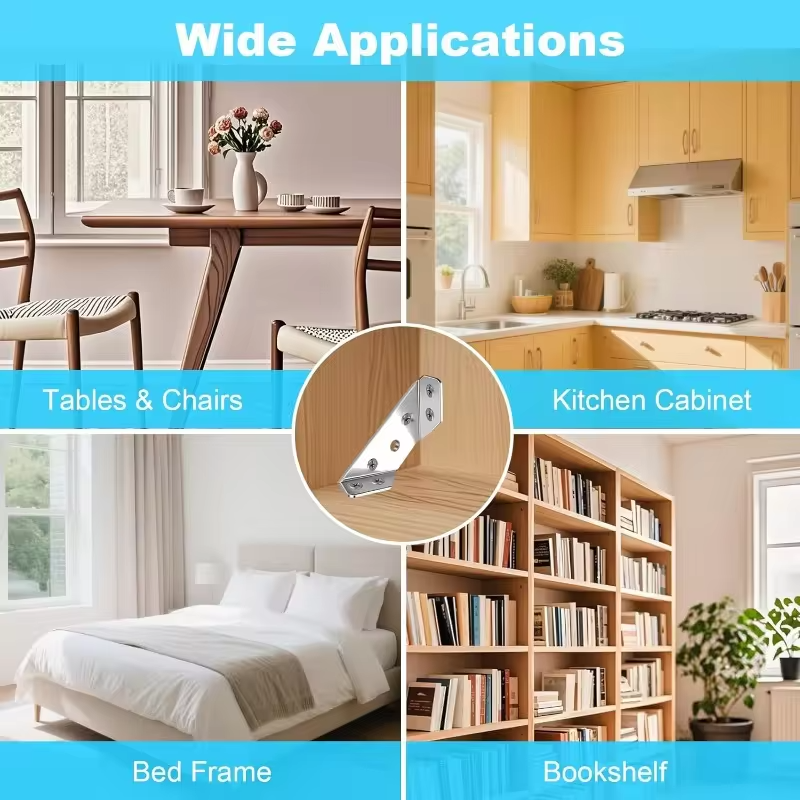 Wholesale Furniture Corner Connector Stainless Steel Angle Code for Cabinet Angle Shelf Support Fixed Brace Kits with Screw