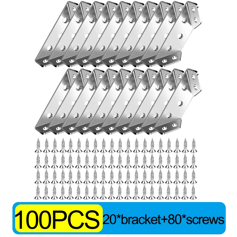 Wholesale Furniture Corner Connector Stainless Steel Angle Code for Cabinet Angle Shelf Support Fixed Brace Kits with Screw