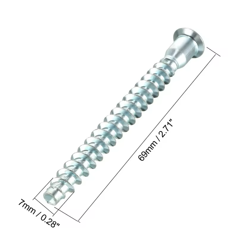 20Pc 7x39/49/59/69mm Hex Socket Drive Countersunk Head Furniture Confirmat Screws Wood Self tapping Connecting Screw Zinc Plated