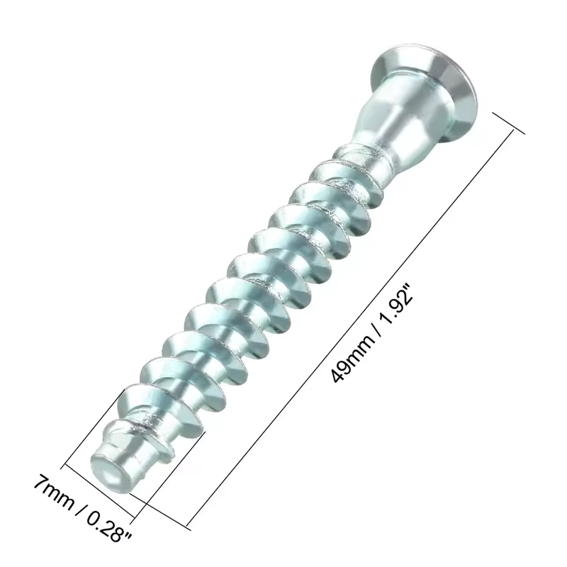 20Pc 7x39/49/59/69mm Hex Socket Drive Countersunk Head Furniture Confirmat Screws Wood Self tapping Connecting Screw Zinc Plated