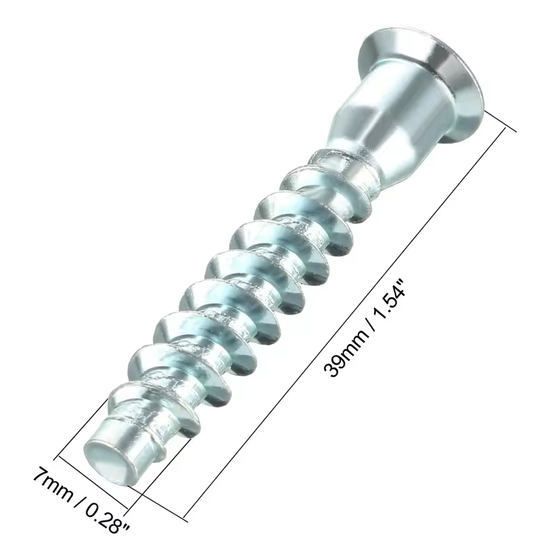 20Pc 7x39/49/59/69mm Hex Socket Drive Countersunk Head Furniture Confirmat Screws Wood Self tapping Connecting Screw Zinc Plated