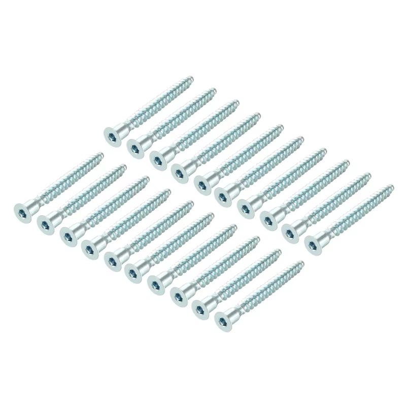20Pc 7x39/49/59/69mm Hex Socket Drive Countersunk Head Furniture Confirmat Screws Wood Self tapping Connecting Screw Zinc Plated